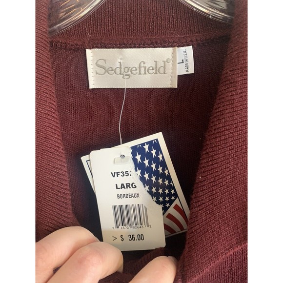 NWT Sedgefield Vintage Large Knit Burgundy Collared Neck Sweater. Made In USA! - Picture 5 of 12